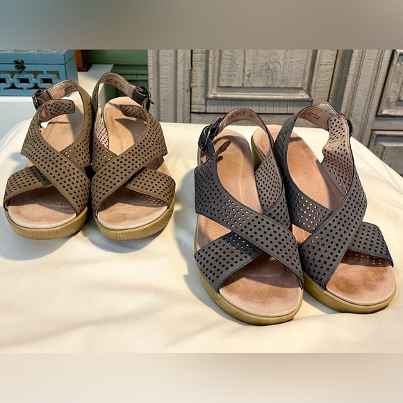 Dansko Shoes - LOT OF 2 DANSKO Jacinda Nubuck & Gray Criss Cross Slingback Sandals- Wmn Sz 7.5